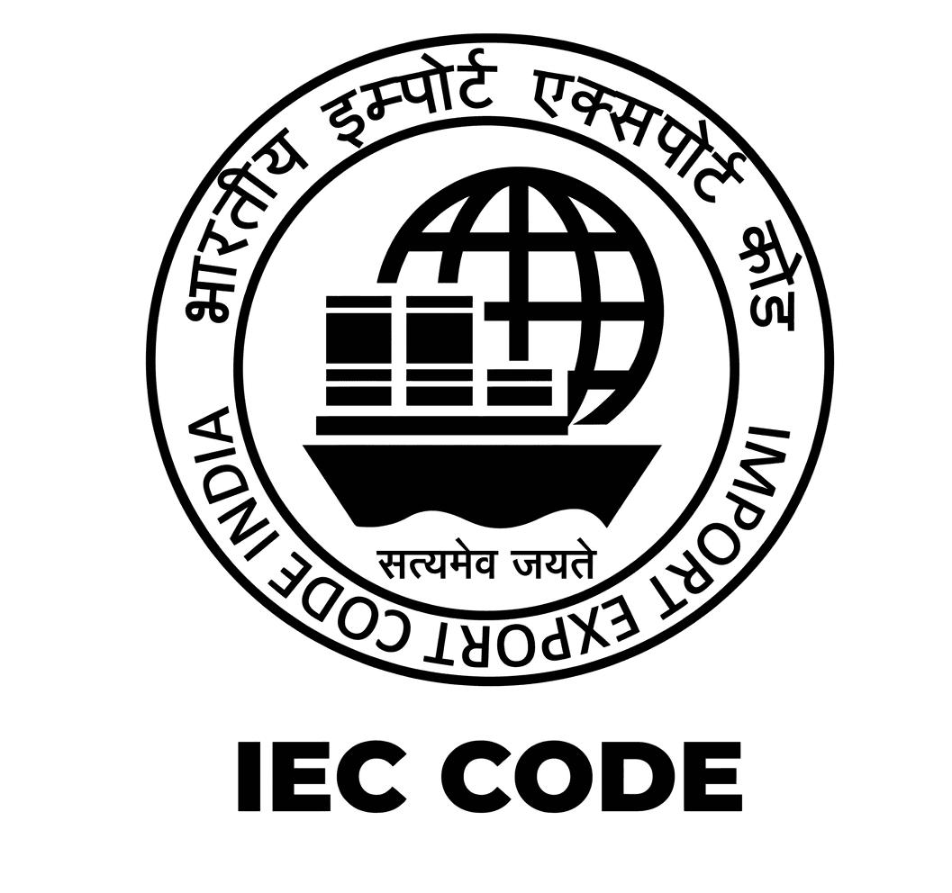 Import Export Code (IEC) India logo featuring a globe and cargo ship